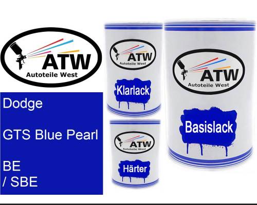 Dodge, GTS Blue Pearl, BE / SBE: 500ml Lackdose + 500ml Klarlack + 250ml Härter - Set, von ATW Autoteile West.